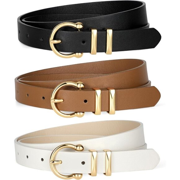 Accessories - 3 Pack Womens Leather Belts Casual Work Dress Jeans Buckle Gift Set